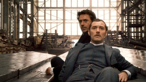 Robert Downey jnr (rear) and Jude Law in Sherlock Holmes.