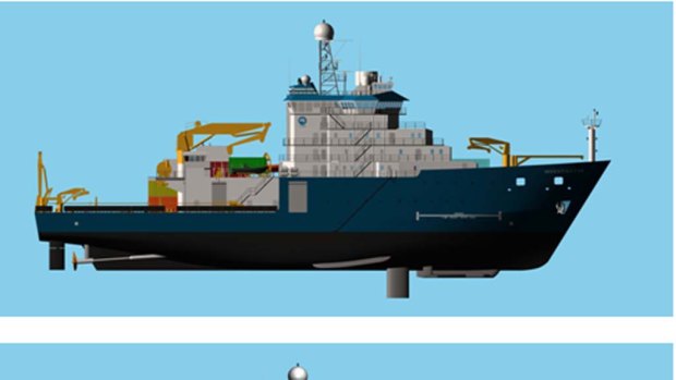 The proposed final shape of Australia's new marine research ship, RV Investigator.