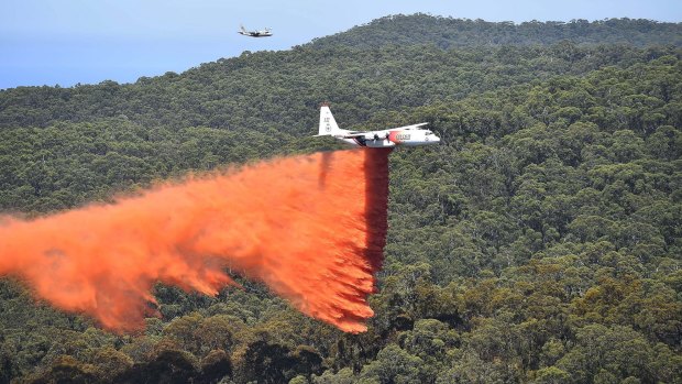 CFA's aerial campaign against the fires raging in the Otways along the Victoria's surf coast. Photos: courtesy Ned Dawson/CFA