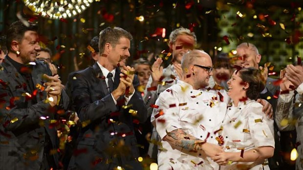 A winning moment for Dan and Steph Mulheron on <i>My Kitchen Rules</i>.