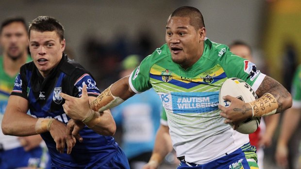 Game three? Joey Leilua has been in exceptional form for Canberra this season.