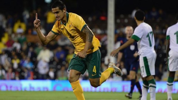 Star man: Tim Cahill scored the opening goal.
