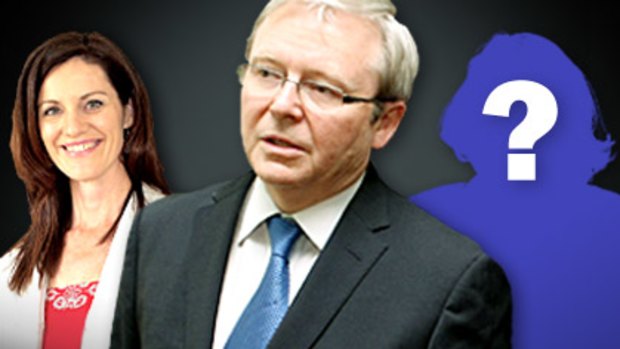 The Griffith gang ... Emma-Kate Rose and Kevin Rudd. A photo of Rebecca Docherty is yet to be released.