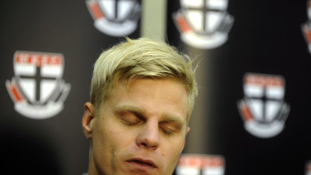 Nick Riewoldt at today's packed media conference.