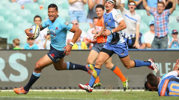 Scary: Israel Folau scored three tries for the Waratahs against the Force last weekend.