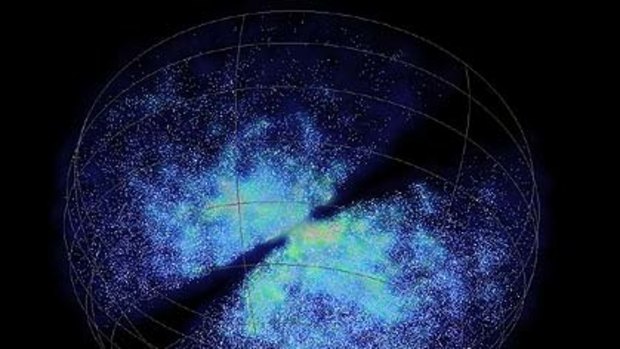 The galaxy we live in is at the centre of the pattern, mapped by Dr Chris Fluke, Centre for Astrophysics and Supercomputing, Swinburne University of Technology.