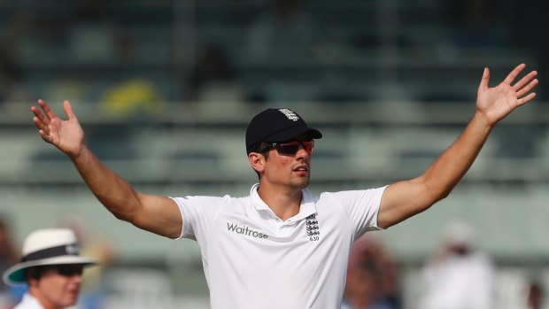Tough time in India: Alastair Cook during the fifth Test in Chennai.