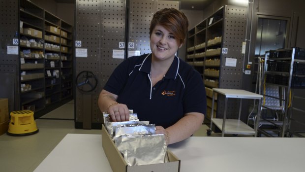 Bethany Hallam at the Australian Grains Genebank.