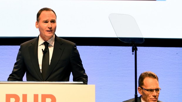 BHP Chairman Ken MacKenzie (left) and chief executive Andrew Mackenzie faced pressure at the company's AGM.