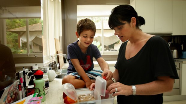 Keeping it cool ... Mairav Whitten packs a lunch for her son, who starts school tomorrow.