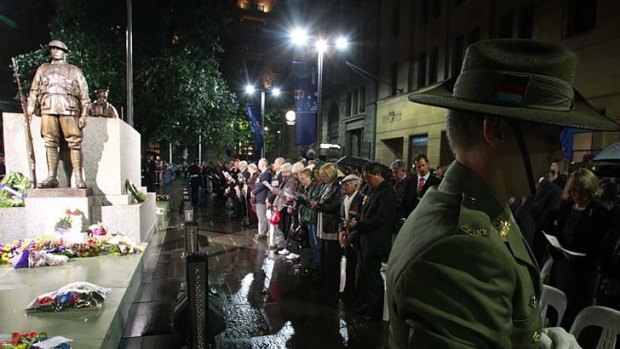 The rain didn't stop people attending the Anzac Day dawn service.