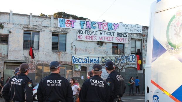 The Hat Factory Social Centre just before the raid on Thursday afternoon.