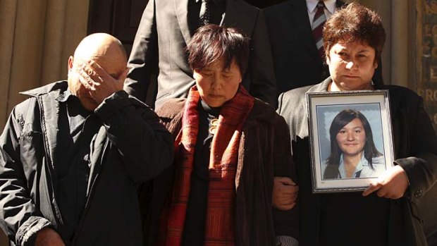 Justice for a grieving family &#8230; relatives of murdered Nona Belomesoff: from left, father Vasily, aunt Angie Juvanshu and her mother, Nina.