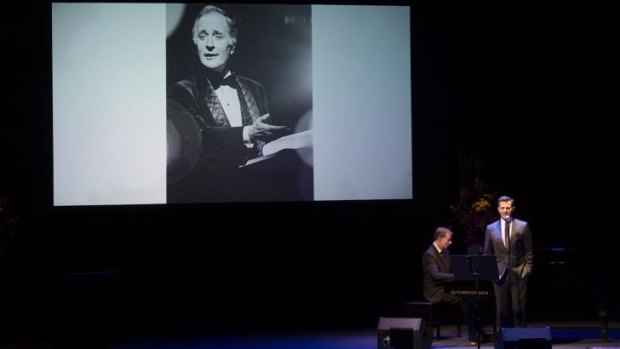 Tearful tribute: David Campbell performed a moving song from <i>My Fair Lady</i> at Stuart Wagstaff's memorial. 