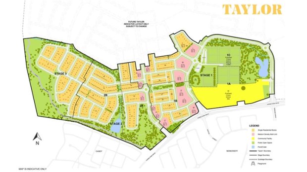 The Land Development Agency's indicative layout of the suburb of Taylor.