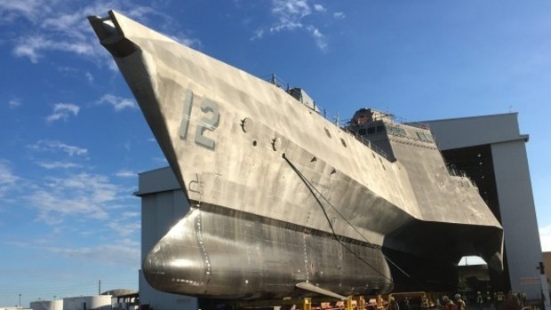 Launch of USS Omaha, one of Austal's Littoral Combat Ships built for the US Navy.
