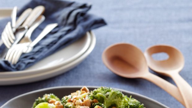 Super nutritious side dish ... broccoli with chili and toasted almonds.