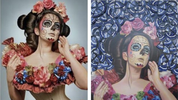 Eye of the beholder &#8230; photographer Gayla Partridge says people can look at her <em> Spring Muertos</em>, left, and Dennis Ropar's later <em>Mexico #9</em>, right, and decide for themselves whether there has been any plagiarism.