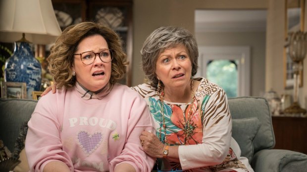 Melissa McCarthy, left, and Jacki Weaver in a scene from "Life of the Party".
