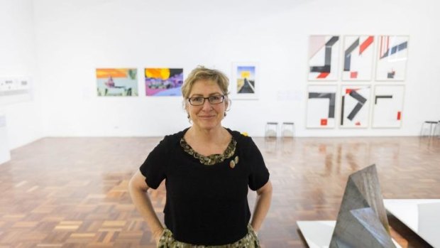 ANU School of Art director, Denise Ferris, with some of the work on show in this year's graduating exhibition.
