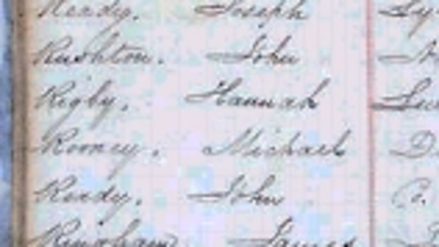 A copy of the convict register where Hannah's name features. 