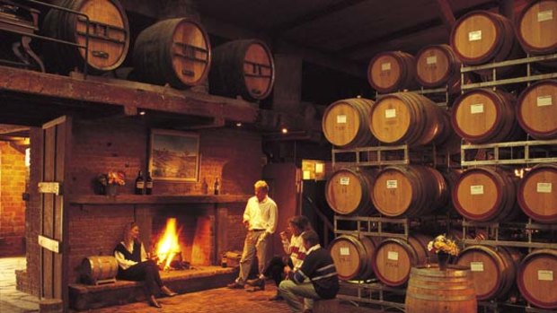 Uncorked ...barrels line the walls at Wirra Wirra.