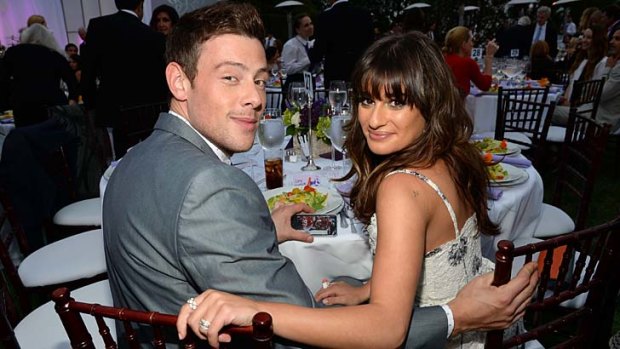 Monteith and his on-screen love interest, and real-life fiancee, Lea Michele.