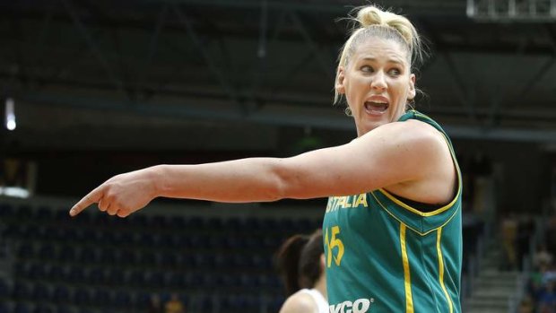 Centre of it all: Lauren Jackson directs traffic in Canberra against the Tall Ferns.
