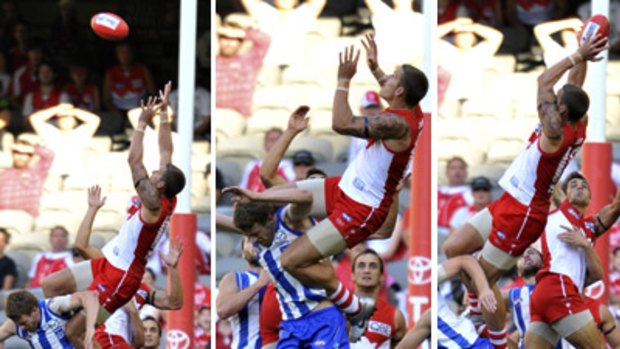 Sydney's Jesse White soars high to take a screamer.
