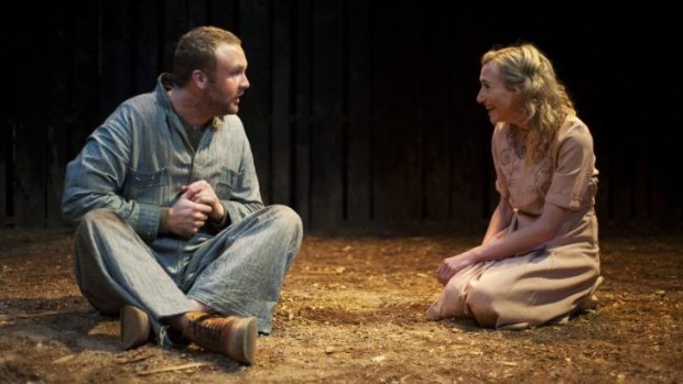 Andrey Henry (left) as Lennie and Anna Houston as Curley's wife make an outstanding stage partnership in <i>Of Mice and Men</i>.
