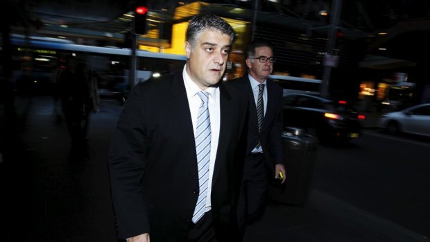 Nick Di Girolamo after giving evidence at ICAC, the day Barry O'Farrell resigned.