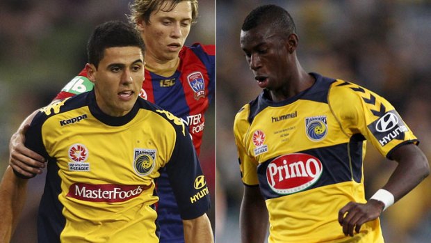 Talent drain &#8230; the Mariners' Tom Rogic is trialling with Celtic, and his teammate Bernie Ibini-Isei with Club Brugge.