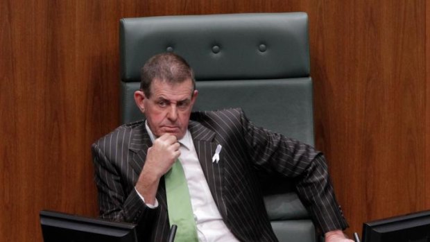 New Speaker Peter Slipper takes his seat after extraordinary scenes today.