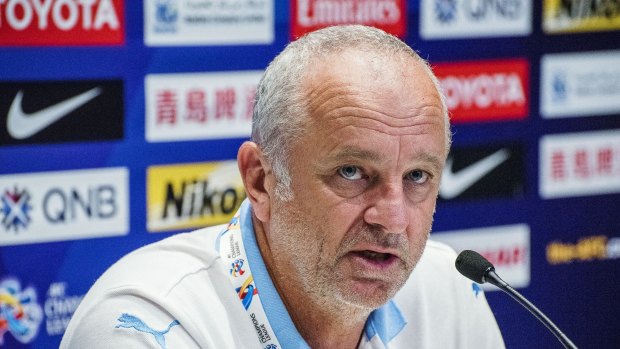 Awkward: Graham Arnold's live interview with Adam Peacock was tough to watch.