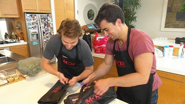 Tough night over the stoves ... <i>My Kitchen Rules</i> contestants Harry and Christo.