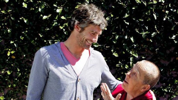 Brett Kirk with Buddhist nun, Venerable Robina Courtin.