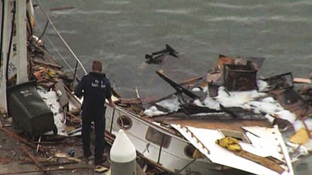 Public interest? ... an image of the 2008 incident in which a man lost both his parents when his boat exploded on the Yarra River. Despite the tragedy occurring in public, Channel Ten was reprimanded by the Australian Communications and Media Authority for airing footage of the man grieving shortly after the accident took place.