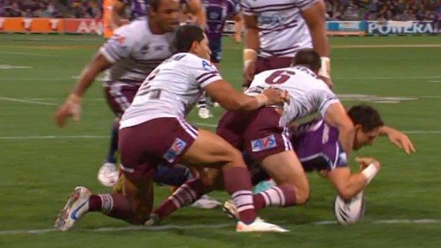 Grounding the ball ... last year's awarding of Billy Slater's try against Manly would not be a try this year.
