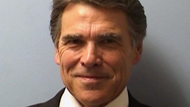 Texas Governor Rick Perry while being booked in Austin, Texas for two felony indictments of abuse of power.
