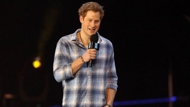 Prince Harry speaks on stage for We Day UK event at Wembley Arena.