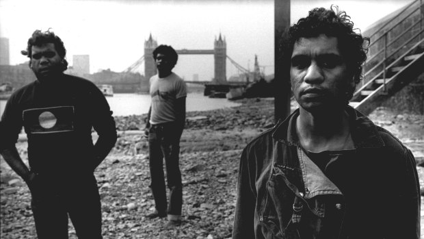 No Fixed Address in London, 1984. From left, Nicky Moffat, Ricky Harrison and Bart Willoughby.
