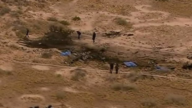 The scene of the helicopter crash near Lake Eyre.