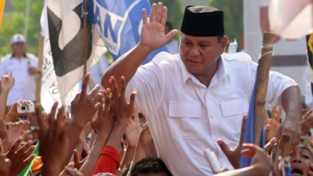 Indonesian presidential candidate Prabowo Subianto in Banyumas, Central Java.