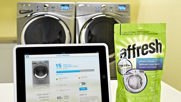 Whirlpool's smart washing machine connects via Wi-Fi, can be stopped or started remotely, and pings your phone when its detergent is low.
