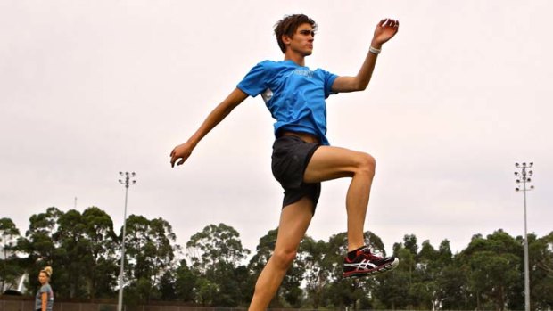 In the genes &#8230; Youth Olympics high jump silver medallist Brandon Starc in training at the Homebush athletics centre.