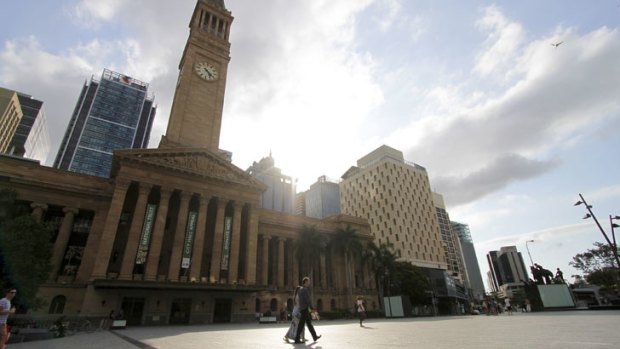 Too hot for most - King George Square, Brisbane City was deserted today as temperatures hit 35 degrees in the city.