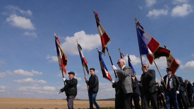 French veterans march to Bullecourt in April 2017.