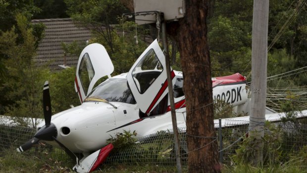 Soft landing: The site of the plane crash in Sayers Street, Lawson.