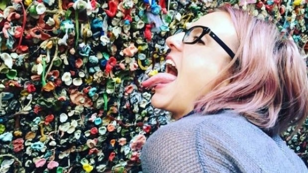 A visitor's fond farewell to Seattle's gum wall.