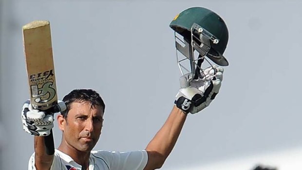 Another ton &#8230; Younus Khan marks his 18th Test century.